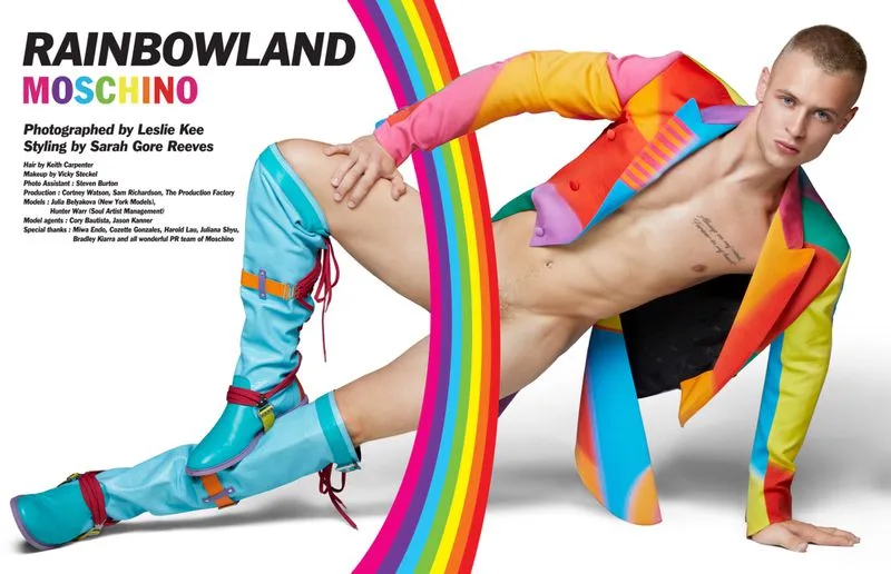 Hunter Warr’s tattooed torso and rainbow Moschino gear steal the spotlight in bold, sexy editorial shots - photo 2
