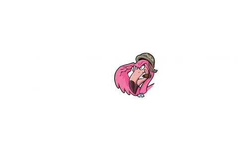 Pink cartoon character with long hair, wearing a brown hat, covering mouth with hands.