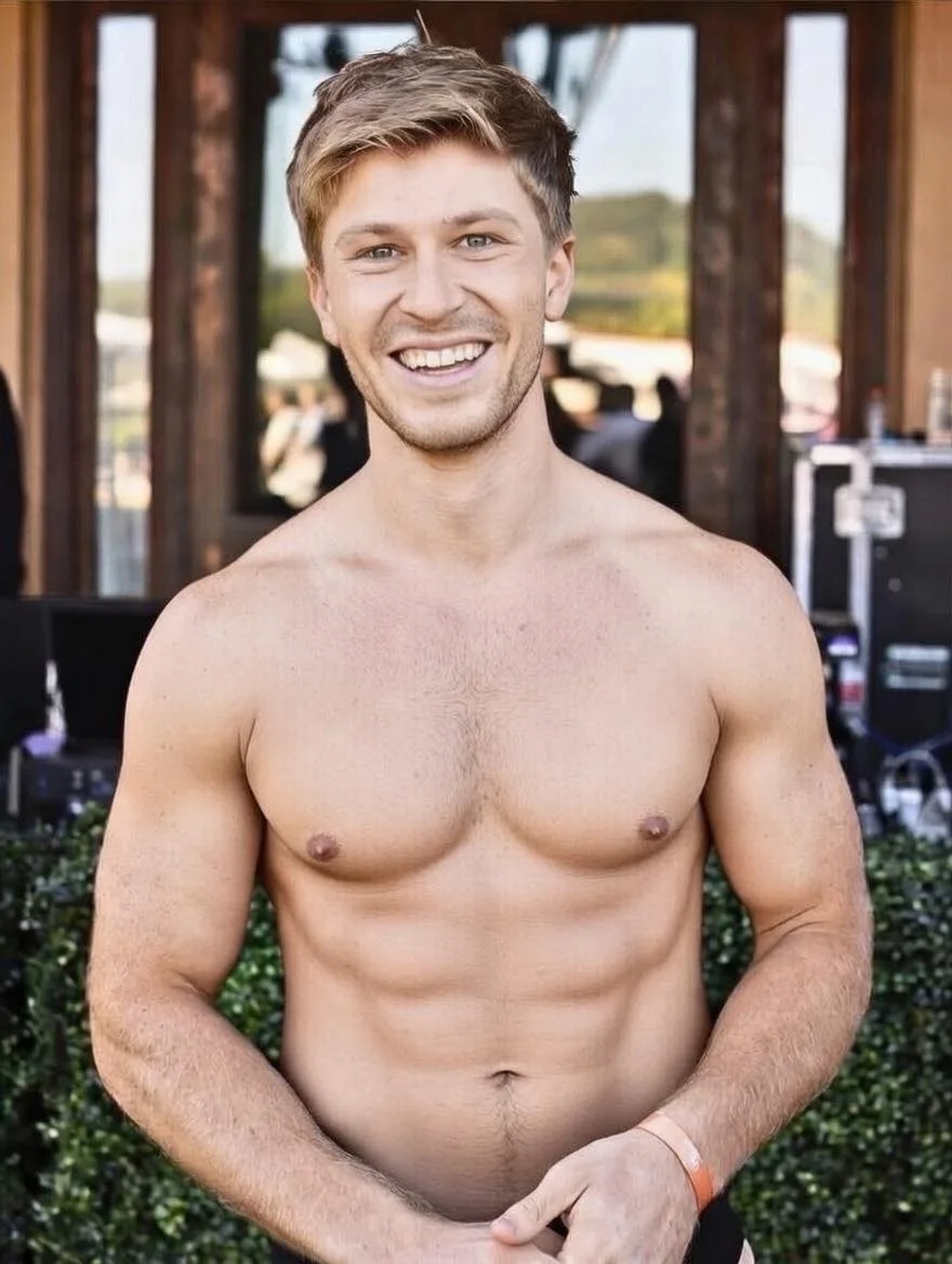 Robert Irwin Shirtless with a Sun-Kissed Grin at Outdoor Event